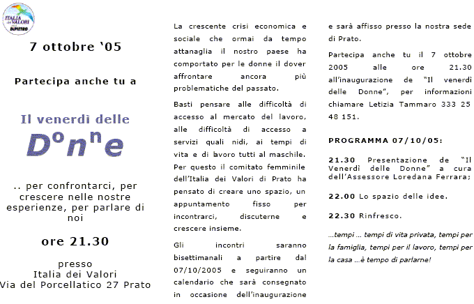 venerdi 1 - IL  VENERDI' DELLE DONNE